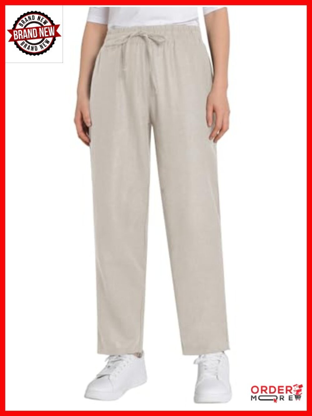 Petite Linen Pants with Pockets - 26.47" Inseam - Summer